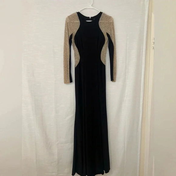 XSCAPE GEORGIA LONG BEADED SLEEVE STRETCH KNIT GOWN - Picture 4 of 13